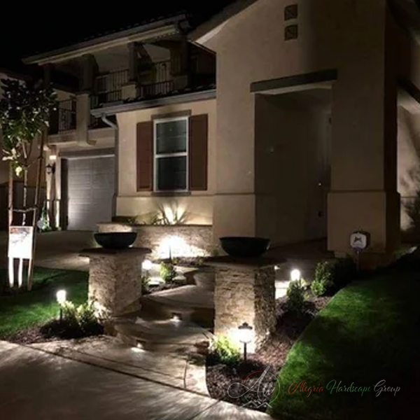 Retaining wall hardscape installation by Alegria Hardscape Group