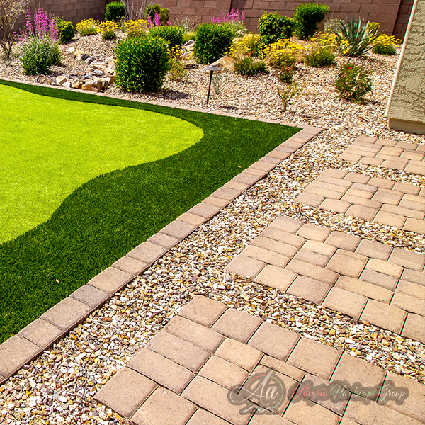 Concrete and paver hardscape project by Alegria Hardscape Group