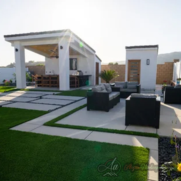 Artificial turf installation by Alegria Hardscape Group